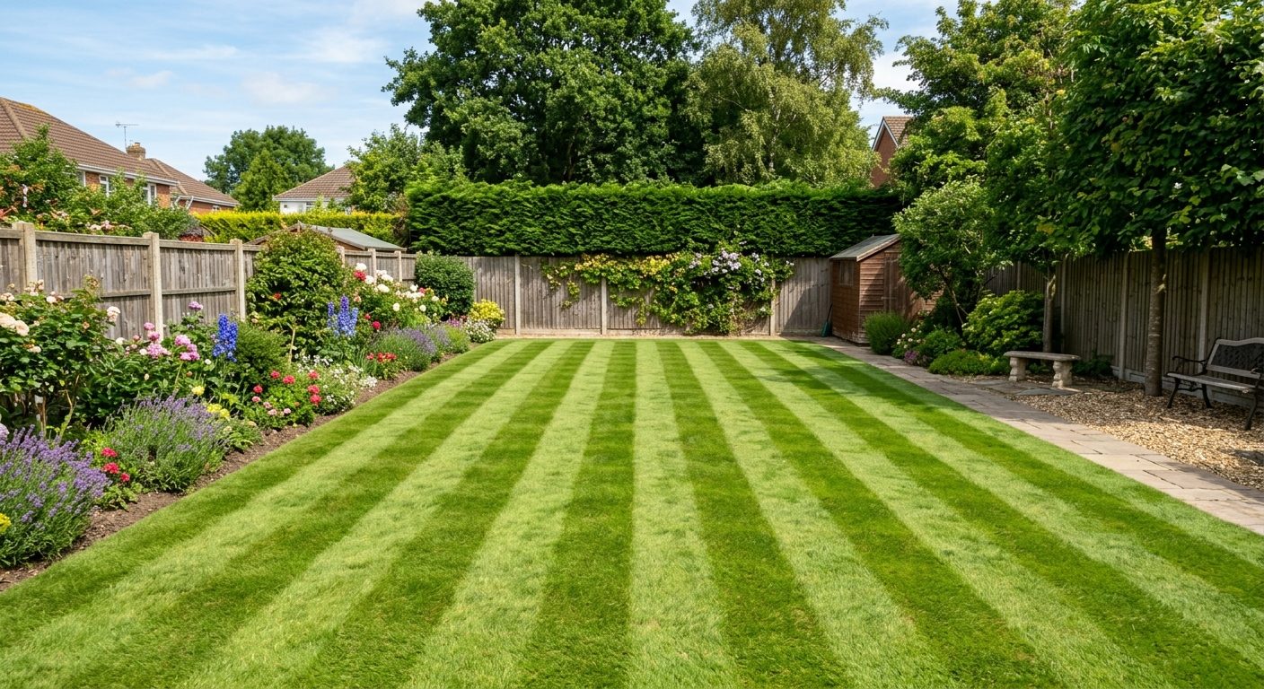 A freshly mowed Wolverhampton lawn with sharp, tidy edges