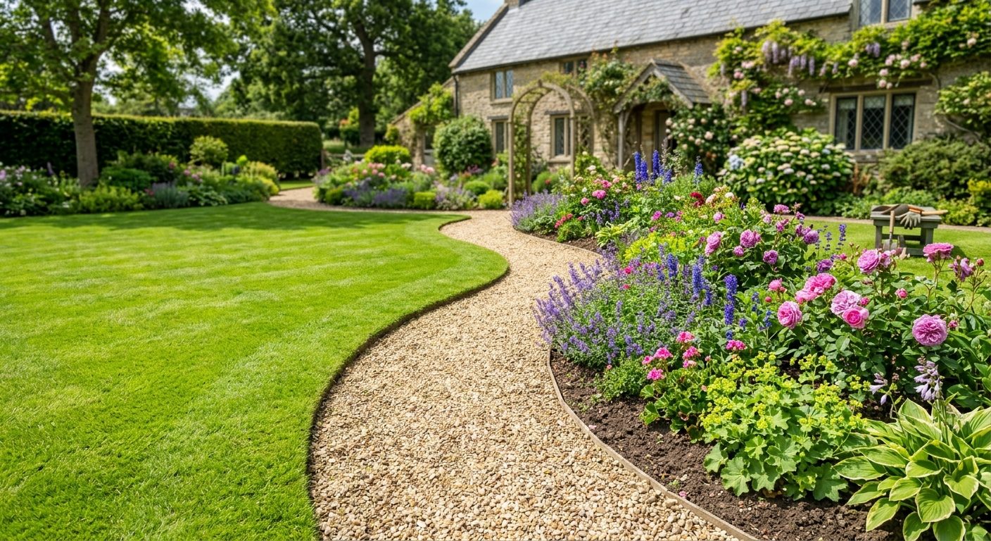 A Wolverhampton garden with edges strimmed and borders weeded to neat